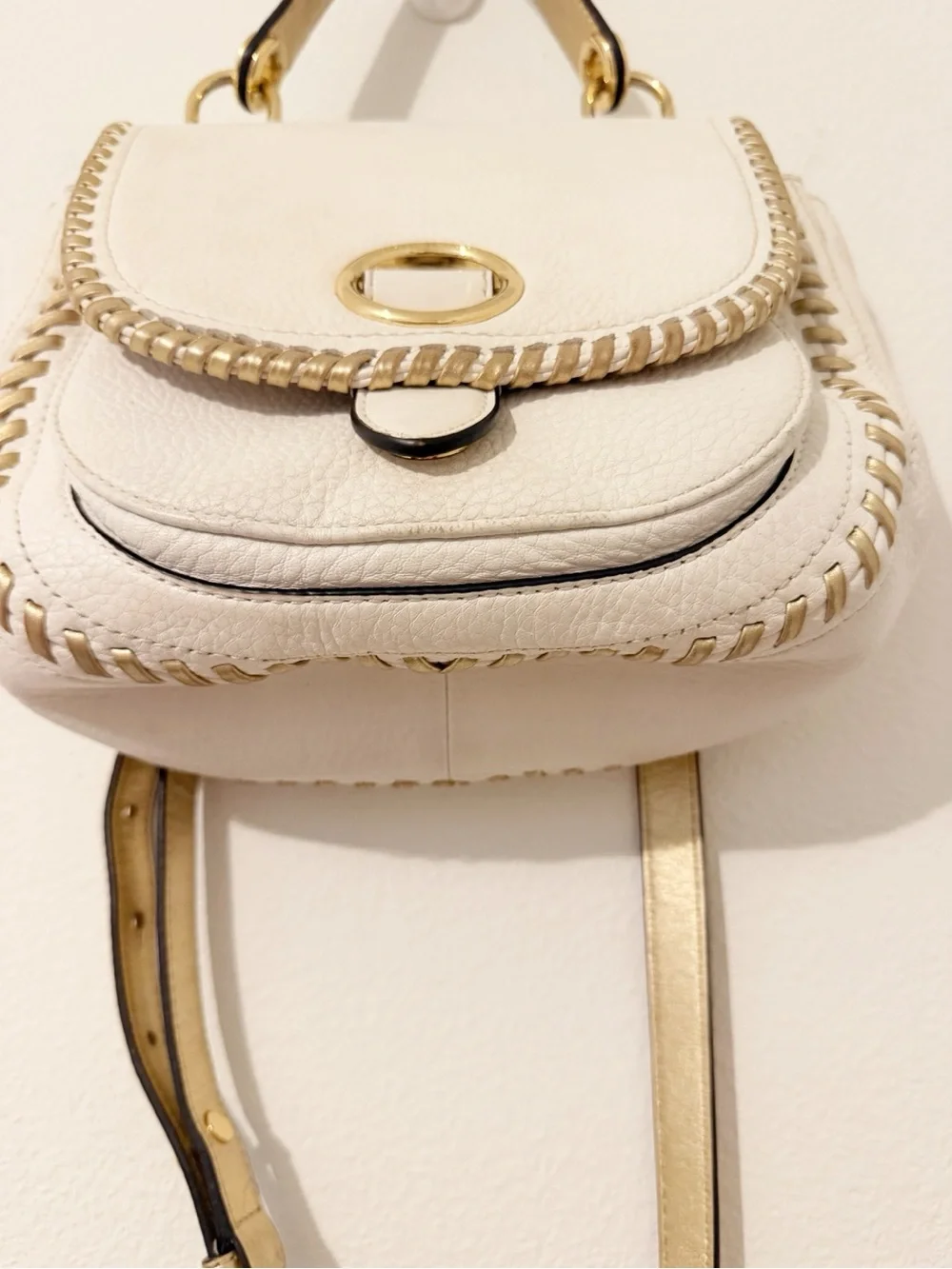 Michael Kors Isadore Medium Top Handle Messenger Summer White Satchel Bag